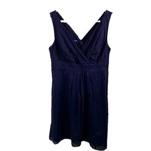 Lands End Sheath Dress Women's 8 Navy Blue Sleeveless Summer Wedding Guest Lined